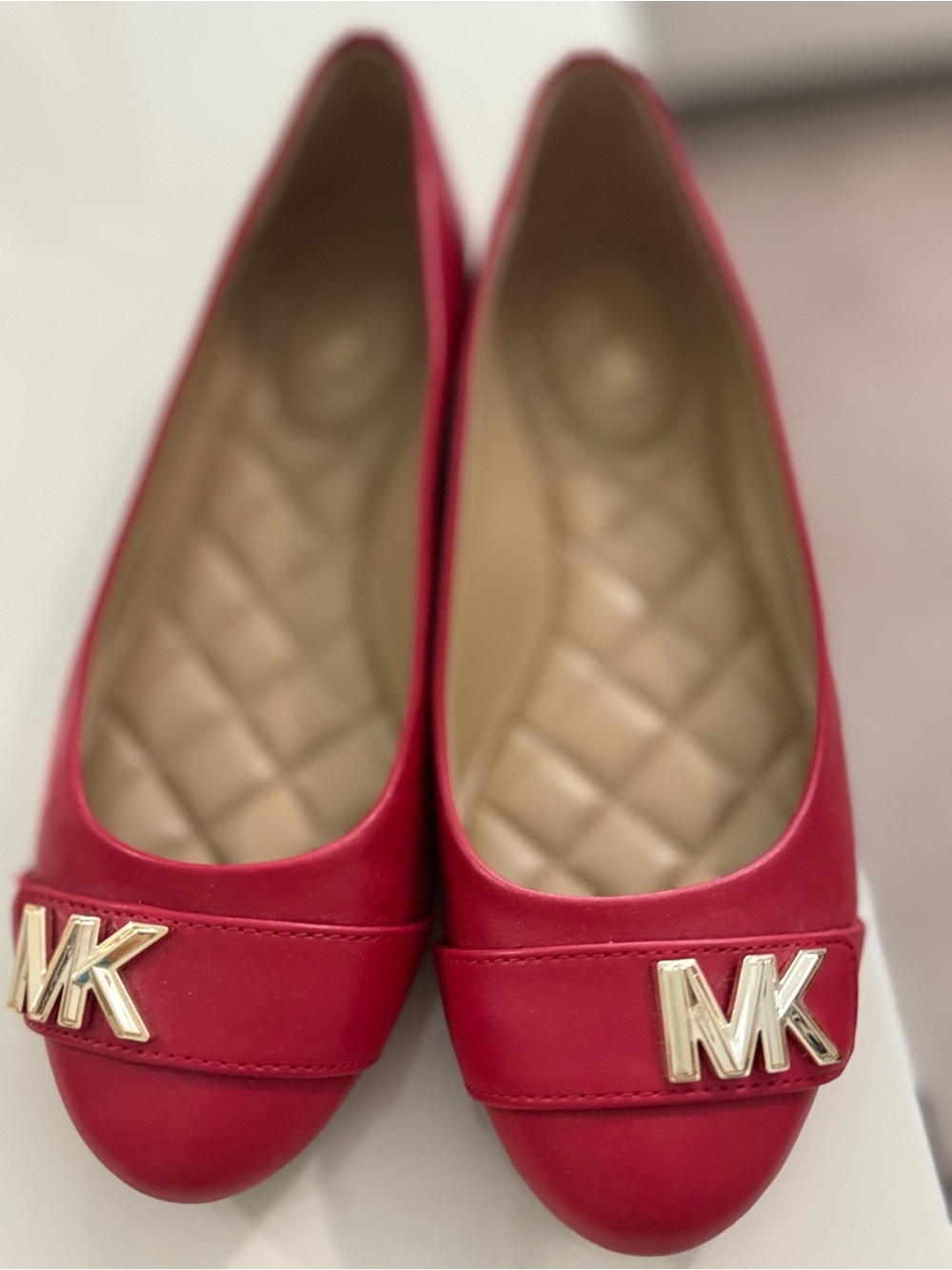 Michael Kors Pink Red Logo Quilted Insole Ballet Flats